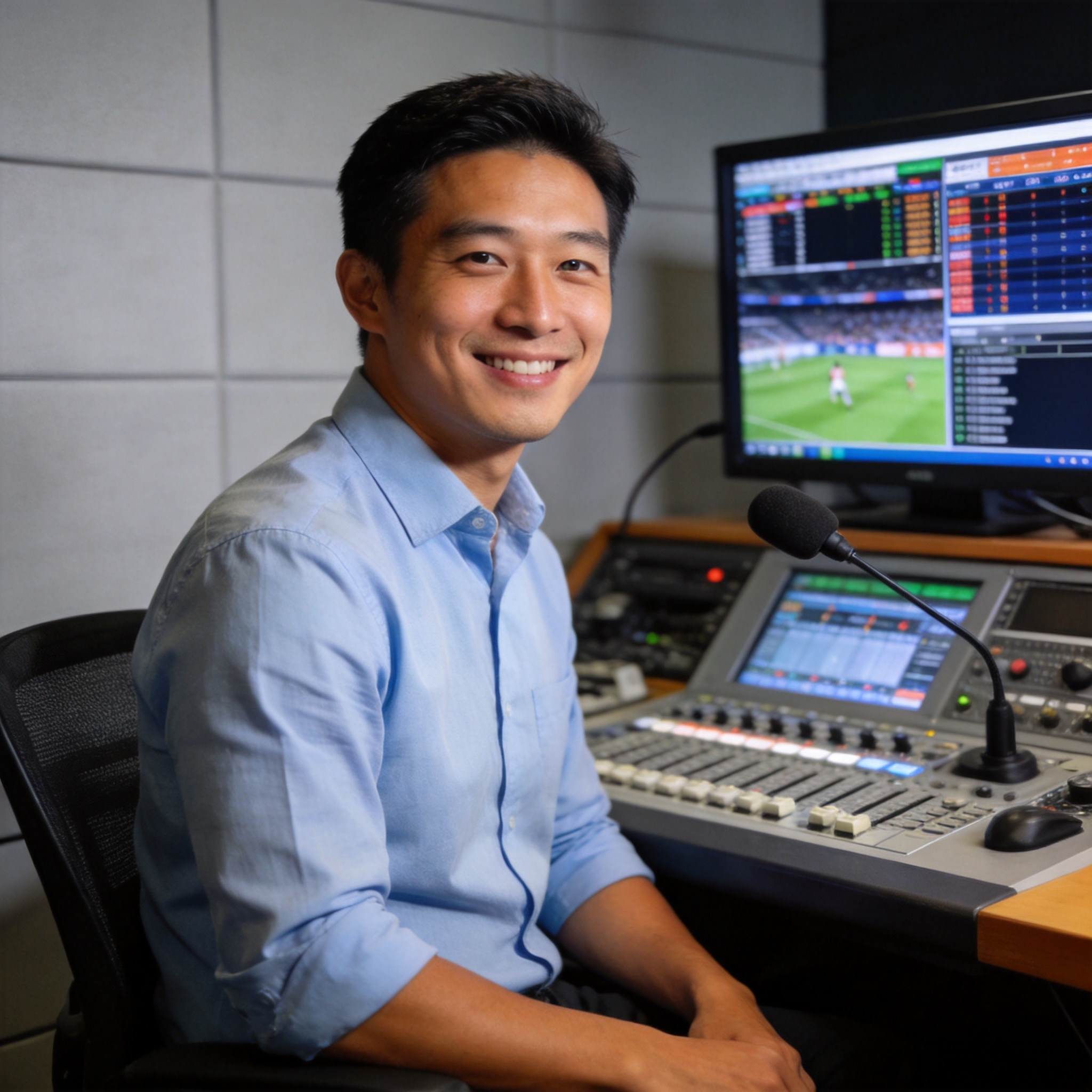 体育编辑团队在演播室进行赛事内容制作与分析
